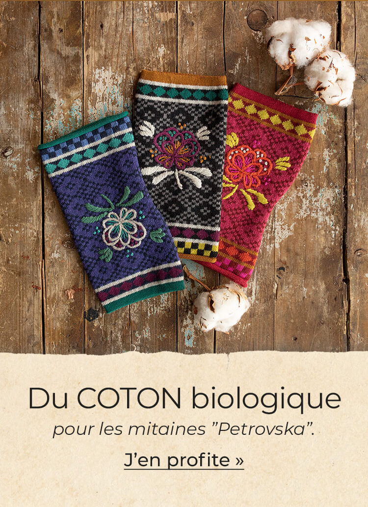Organic cotton “Petrovska” fingerless gloves.