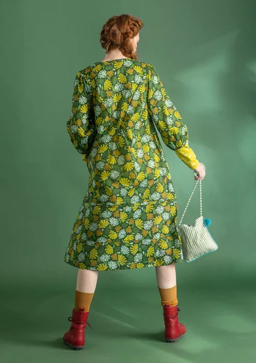 Robe "Blossom" en coton biologique tissé - vert foncé/motif