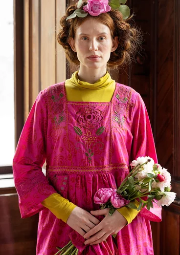 “Kamelia” woven dress in organic cotton/silk - cerise