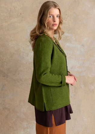Knitted blazer crafted from felted organic wool - pesto/melange