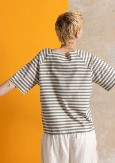 Basic gestreept T-shirt van biologisch katoen - ijzergrijs/veer