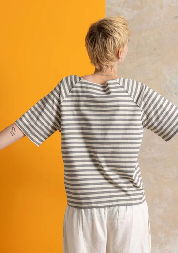 Basic-Streifenshirt aus Bio-Baumwolle - eisengrau-feder