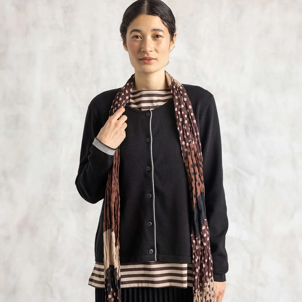 Cardigan in a blend of organic and recycled cotton - black
