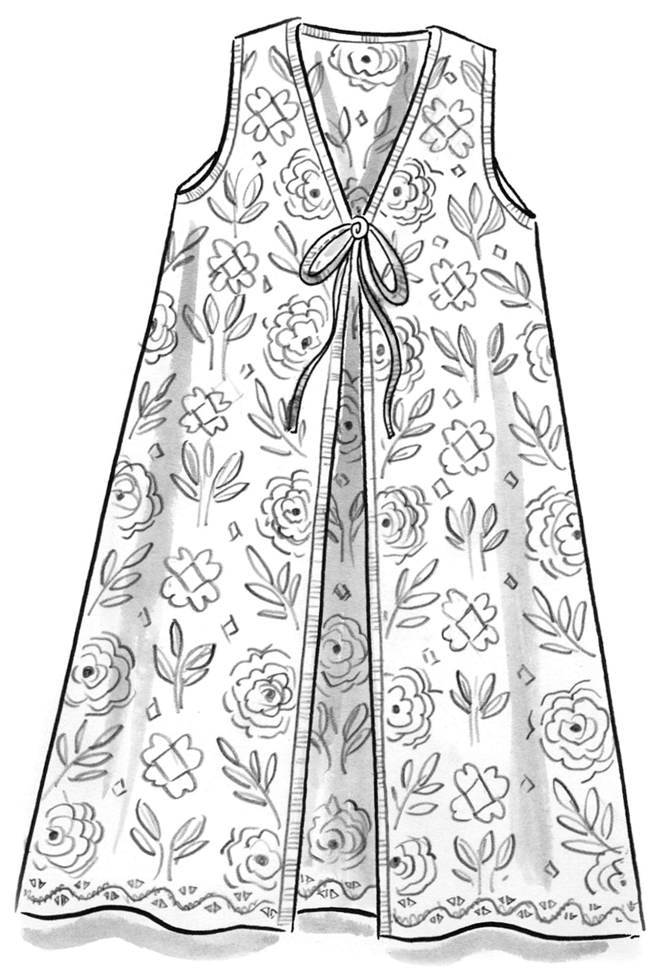 “Oda” long waistcoat in a linen/organic cotton knit fabric