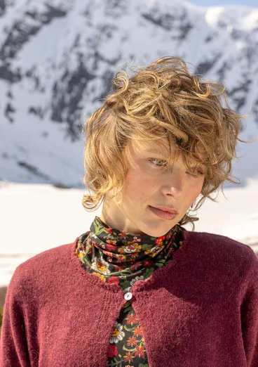 Cardigan "Forgetmenot" i alpakamiks - aubergine/meleret