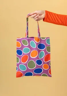 Organic cotton fabric tote bag S - multicoloured
