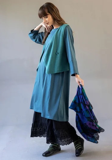 Knitted organic cotton/wool waistcoat - aqua green