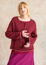 “Wilma” striped, dotted and solid-colour lambswool cardigan - dark agate red/melange