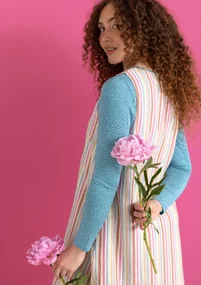 “Esme” woven organic cotton/linen dress - multicoloured/striped