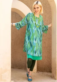 “Marie” woven dress in organic cotton/silk - cicada/patterned