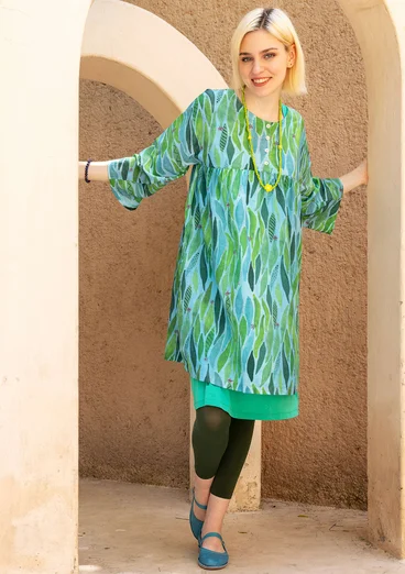 “Marie” woven dress in organic cotton/silk - cicada/patterned