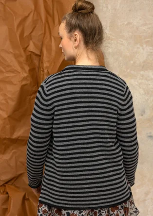 Gestreifter oder einfarbiger Strickblazer aus Lammwollmischung - schwarz-dunkelaschgrau-melange