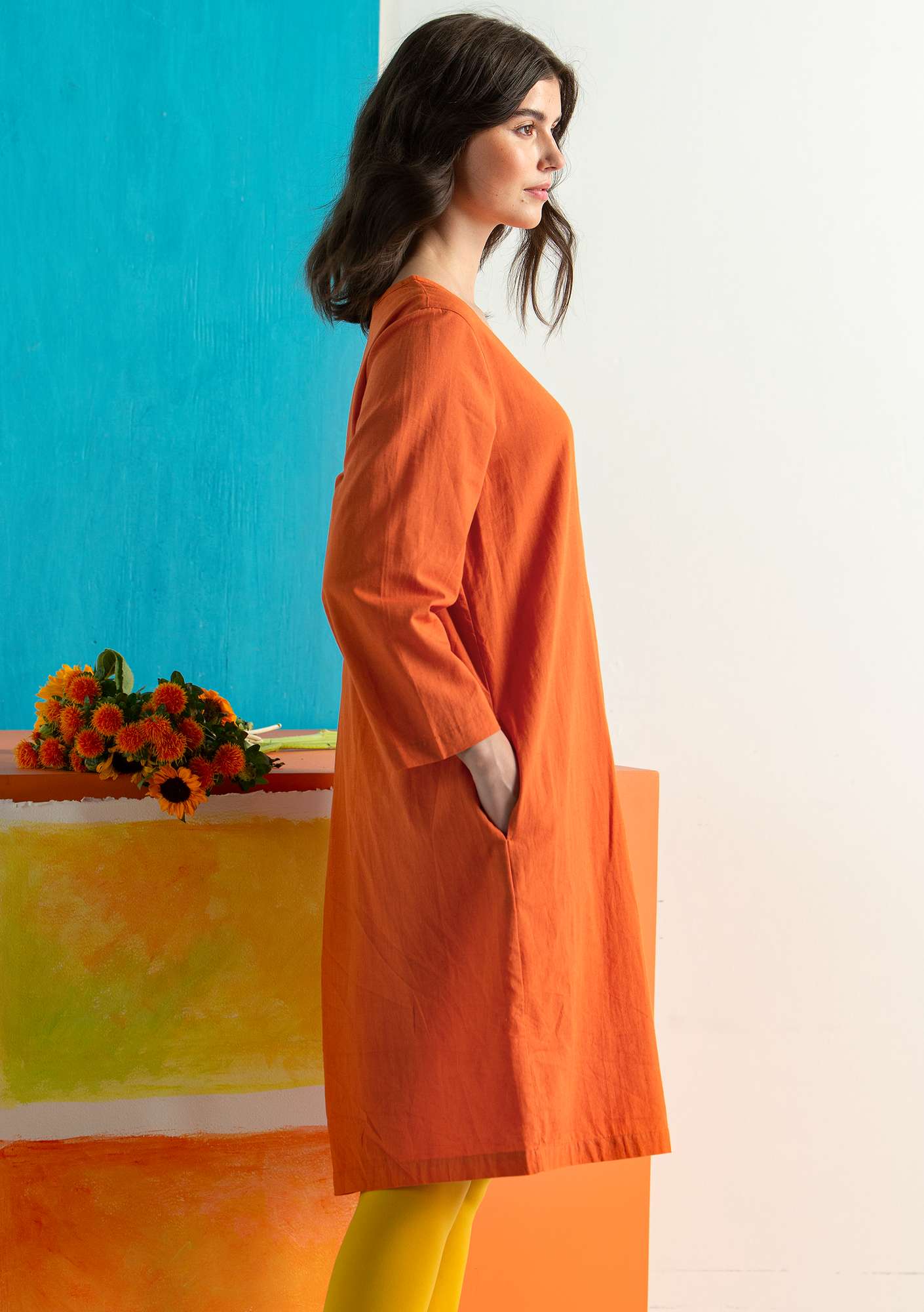 Kleid „Rut“ aus Öko-Baumwolle/Leinen gebranntes orange thumbnail