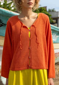 Linen/organic cotton cardigan - grapefruit