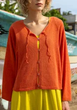 Linen/organic cotton cardigan - grapefruit