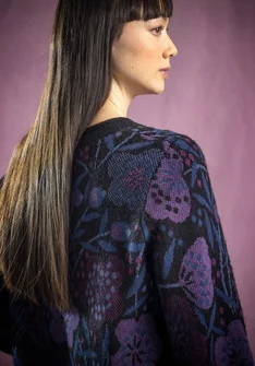 Gemusterter Pullover „Ada“ aus Bio-Baumwolle/Alpakawollgemisch - schwarz
