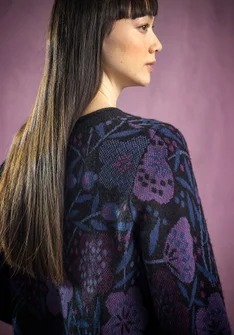 Gemusterter Pullover „Ada“ aus Bio-Baumwolle/Alpakawollgemisch - schwarz
