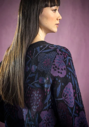 Gemusterter Pullover „Ada“ aus Bio-Baumwolle/Alpakawollgemisch - schwarz