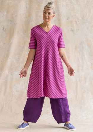 Robe basique rayée en coton biologique - hibiscus/géranium des bois