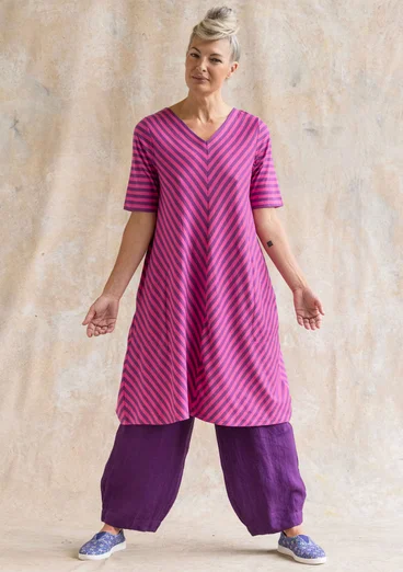 Robe basique rayée en coton biologique - hibiscus/géranium des bois