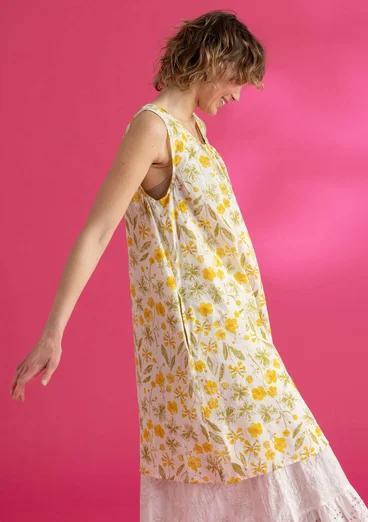 “Solöga” woven sleeveless dress in organic cotton - ecru