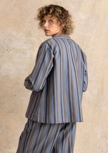 “Esme” woven organic cotton/linen jacket - iron grey/stripe
