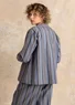 “Esme” woven organic cotton/linen jacket (iron grey/stripe L)