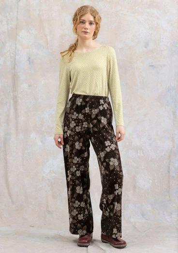 Velours broek "Cornus" van biologisch katoen/gerecycled polyester - donkerchocolade