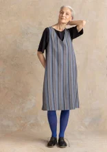 Robe tissée ”Esme” en coton biologique/lin - gris fer/rayé