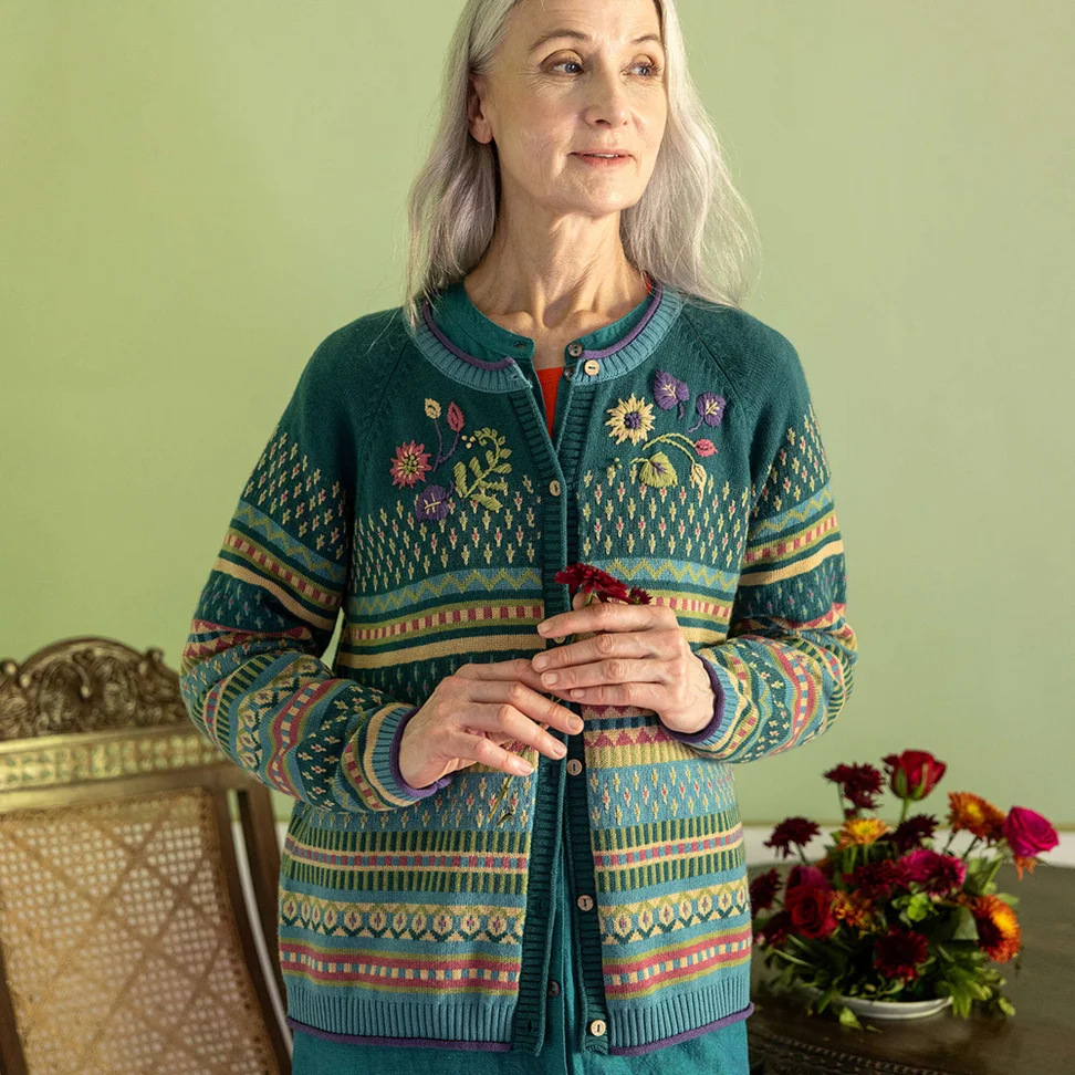 “Louise” wool blend cardigan - peacock green