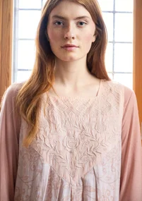 “Elisabeth” dress in woven organic cotton/linen - Pale powder pink