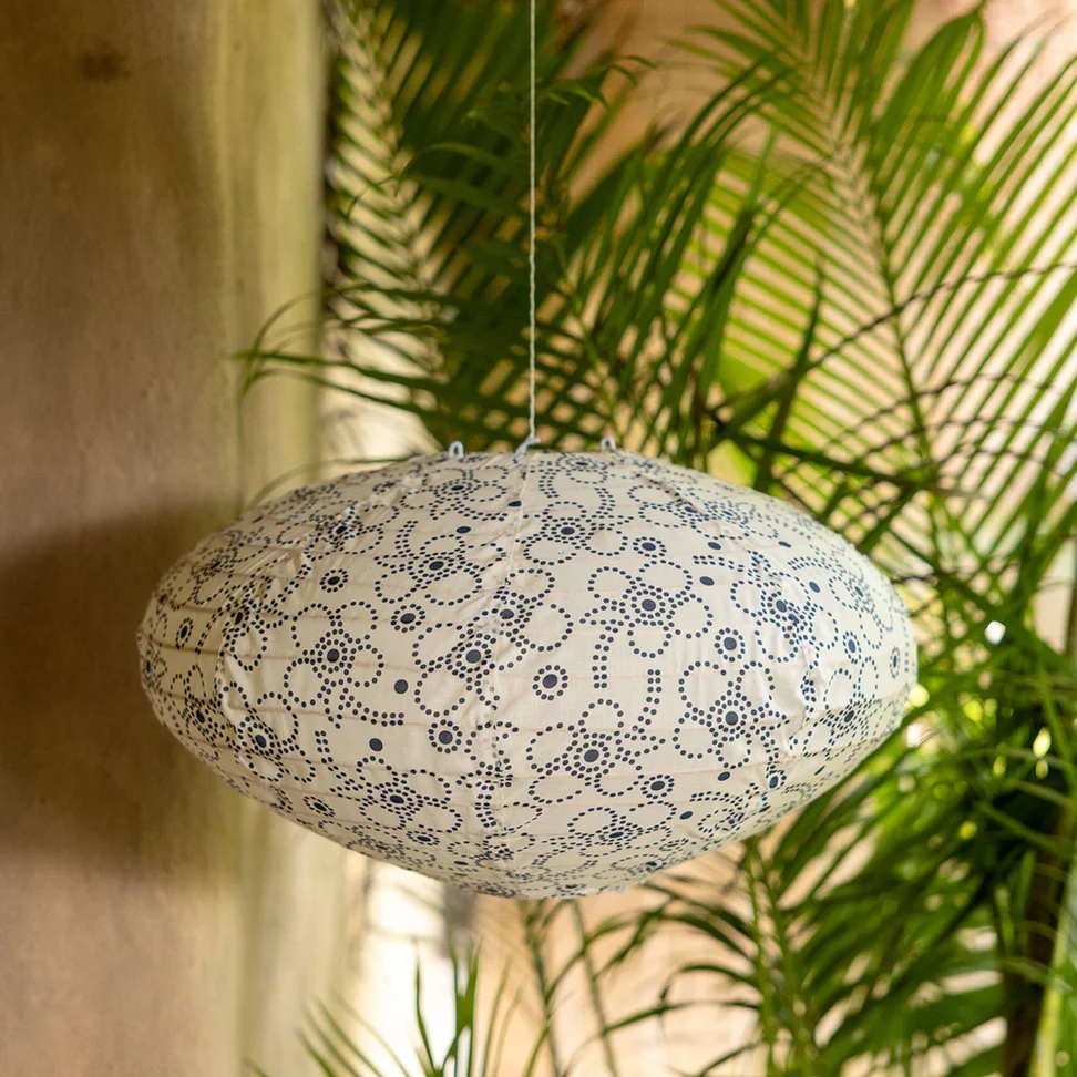 “Peru” organic cotton lampshade - indigo