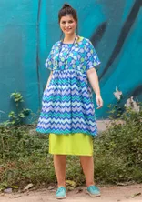 “Ping” woven dress in organic cotton - brilliant blue