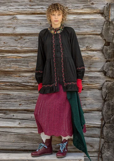 Strikket nederdel "Forgetmenot" i alpakablanding - aubergine/meleret