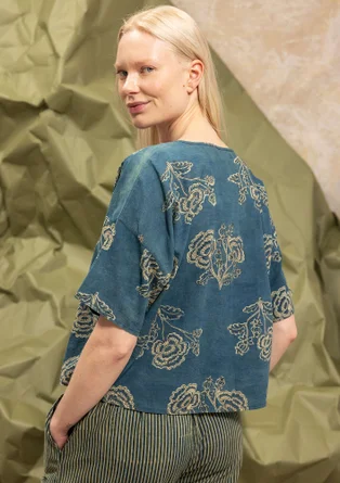 “Rose hip” woven organic cotton blouse - indigo green