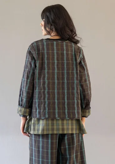 “Kerala” reversible checked organic cotton jacket - black