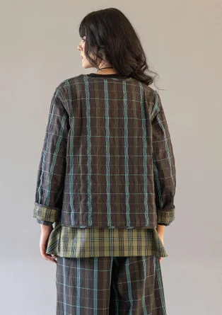 “Kerala” reversible checked organic cotton jacket - black