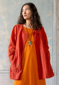 Blouse d’artiste « Shimla » en coton biologique/lin - koppar