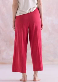 Fine-knit organic cotton trousers - coral