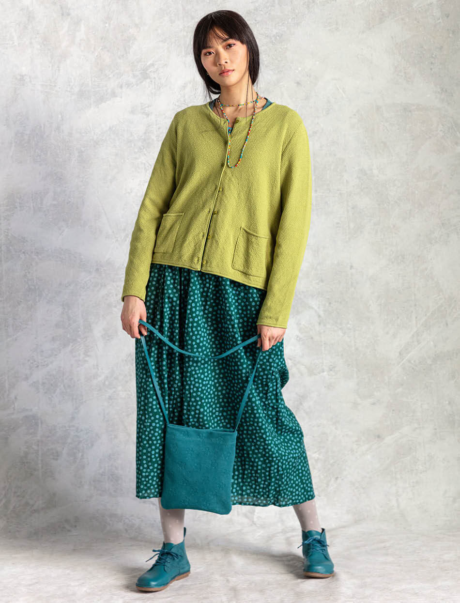 Moss-stitch knit cardigan in recycled cotton