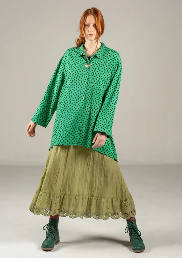 “Olivia” woven organic cotton shirt - lotus green/patterned