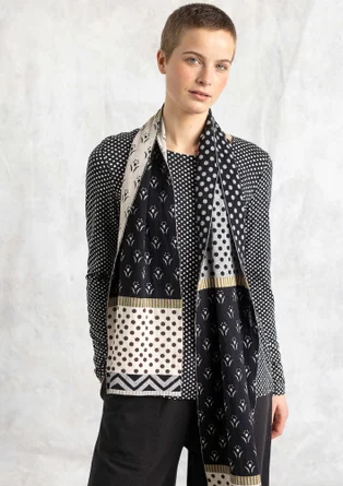 “Tove” organic/recycled cotton knitted scarf - black