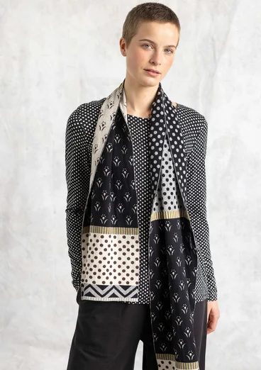 “Tove” organic/recycled cotton knitted scarf - black