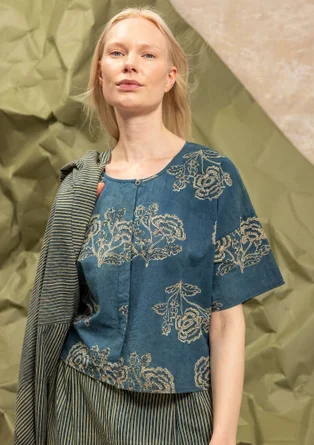 “Rose hip” woven organic cotton blouse - indigo green
