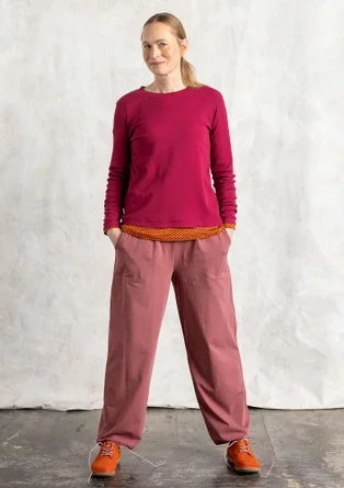 Organic cotton/elastane jersey trousers - dusty red