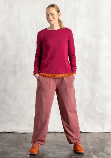 Organic cotton/elastane jersey trousers - dusty red