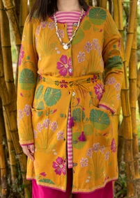 Long gilet "Täppa" en coton biologique - moutarde