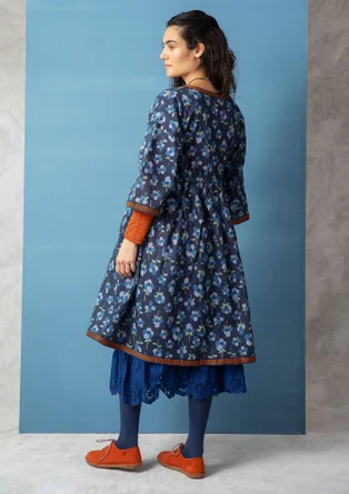 Robe "Andes" en coton biologique tissé - indigo foncé