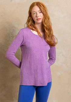 “Bianca” lyocell/elastane jersey top - purple cosmos/patterned