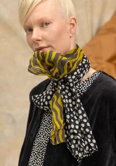 “Frida” patterned organic cotton scarf - black